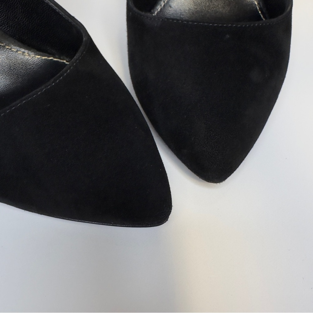 New! SERGIO ROSSI BLACK SUEDE WITH NET GOLDEN DETAIL HEELS SIZE 36 - Picture 9 of 12